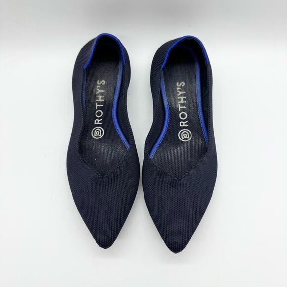 Rothy's The Point Womens Textile Pointed Toe Ballet Flats Slip On Shoes Navy 7.5 - Picture 6 of 14